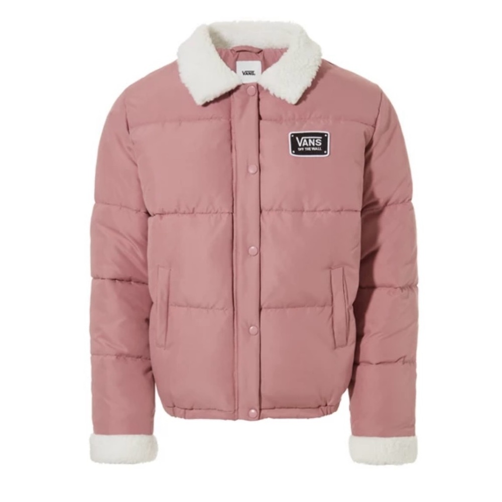 Vans Fawner Puffer Jacket/Sherpa Collar - Light Pink - XS